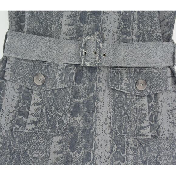 Judith March Gray Animal Print Sleeveless Belted Denim Sheath Dress Womens M - Picture 3 of 10